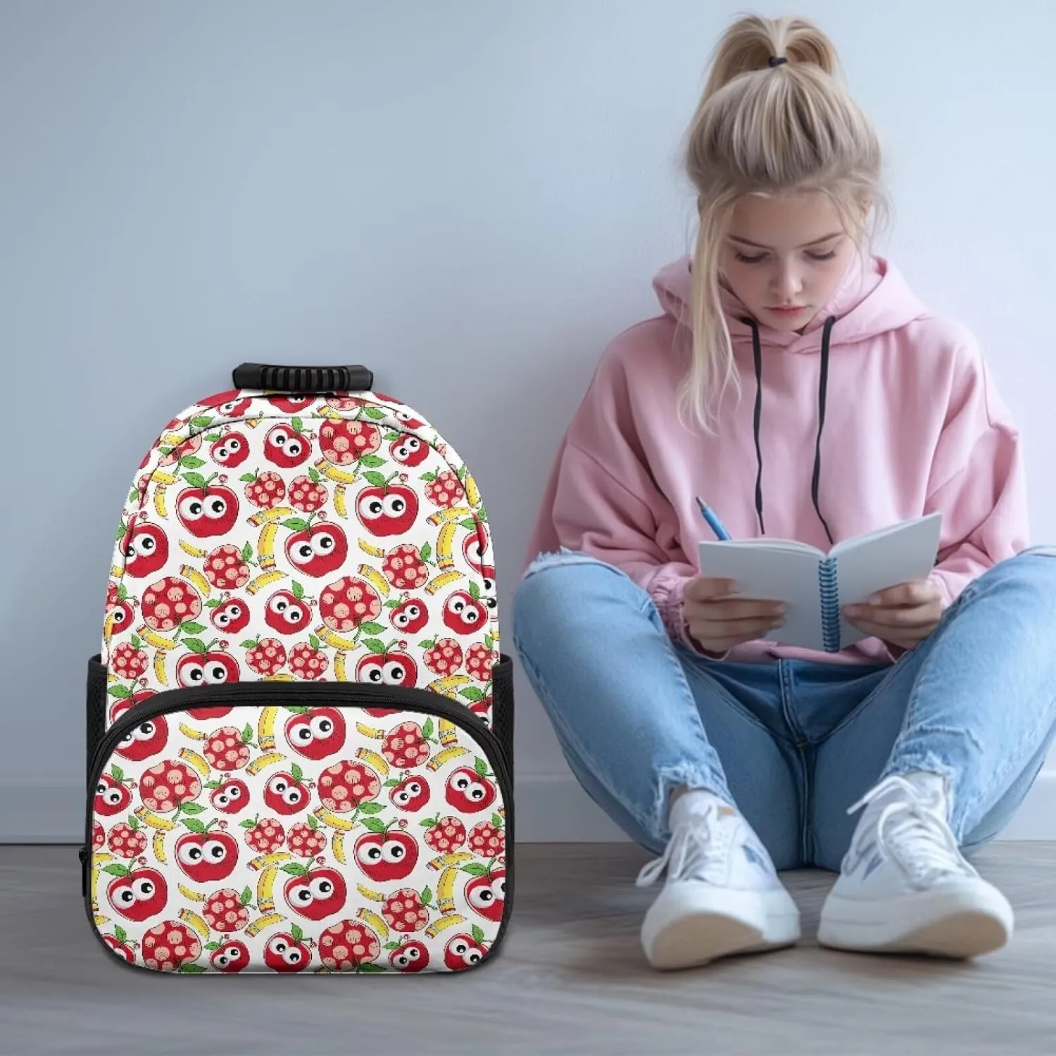 Apple 17 Inch Backpack with Adjustable Padded Shoulder Straps Pencil Large Shoulder Schoolbag Backpacks Bulk Bookbags Camping & Daily Use