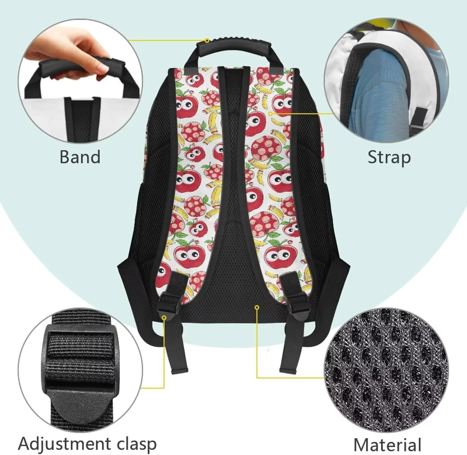 Apple 17 Inch Backpack with Adjustable Padded Shoulder Straps Pencil Large Shoulder Schoolbag Backpacks Bulk Bookbags Camping & Daily Use