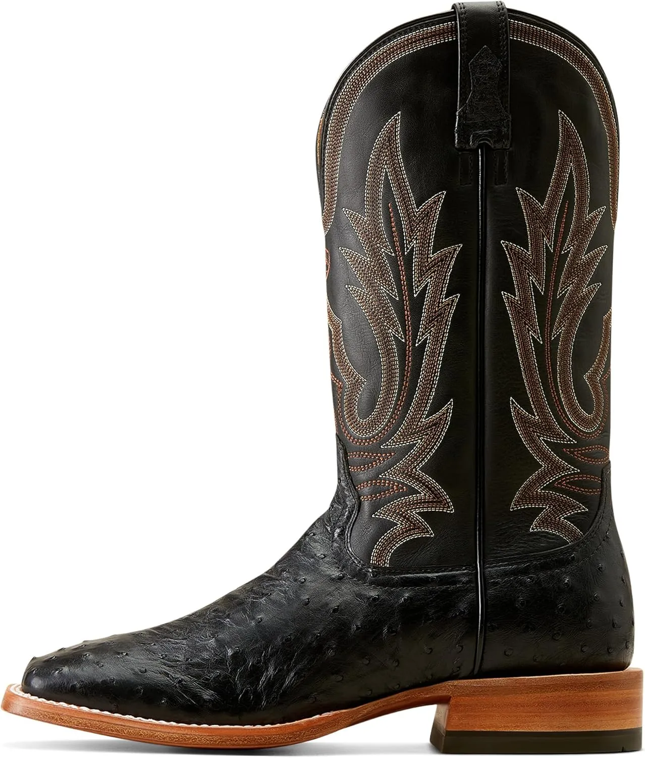 ARIAT Mens Showboat Black Full Quill Ostrich Vamp Ancient Black Top Boot