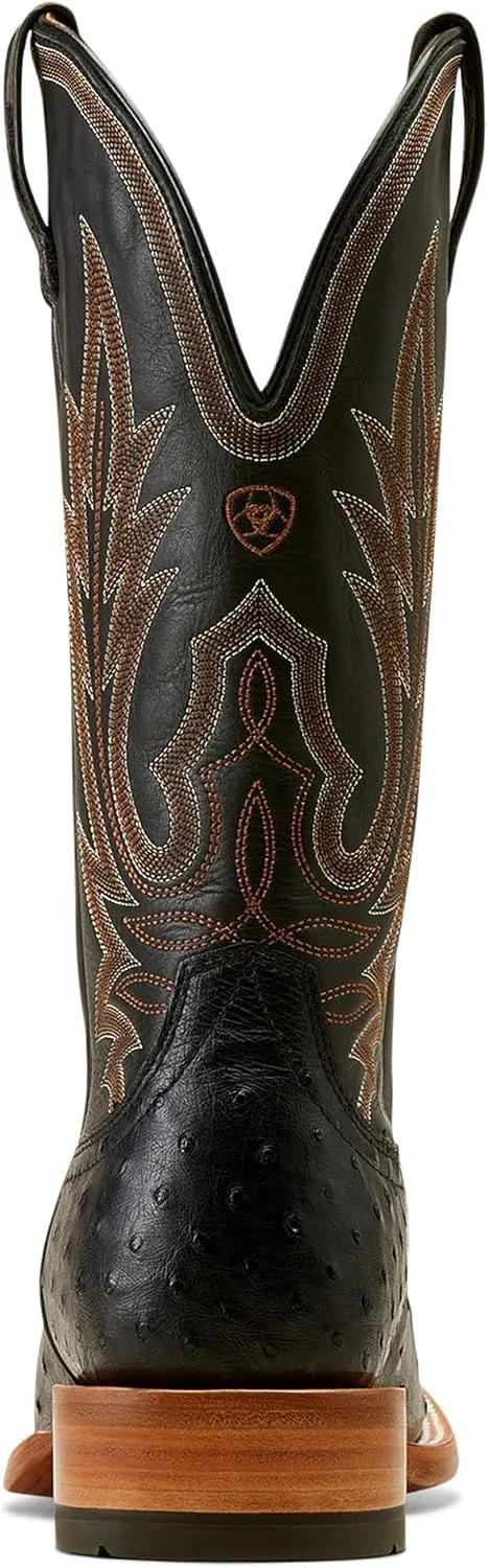 ARIAT Mens Showboat Black Full Quill Ostrich Vamp Ancient Black Top Boot