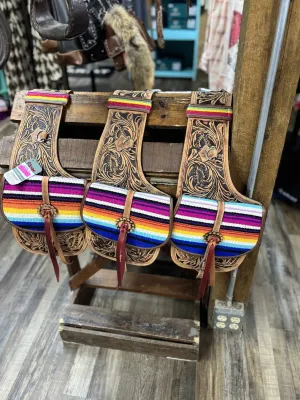 Ashlynn Tough 1 Tooled Leather Antique Serape Saddle Bags