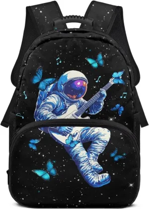 Astronaut School Backpack Bag Butterfly Fully Printed College Bag with 2 Compartments 17 Inch Popular Large Backpacks Travel Business Hiking Fit