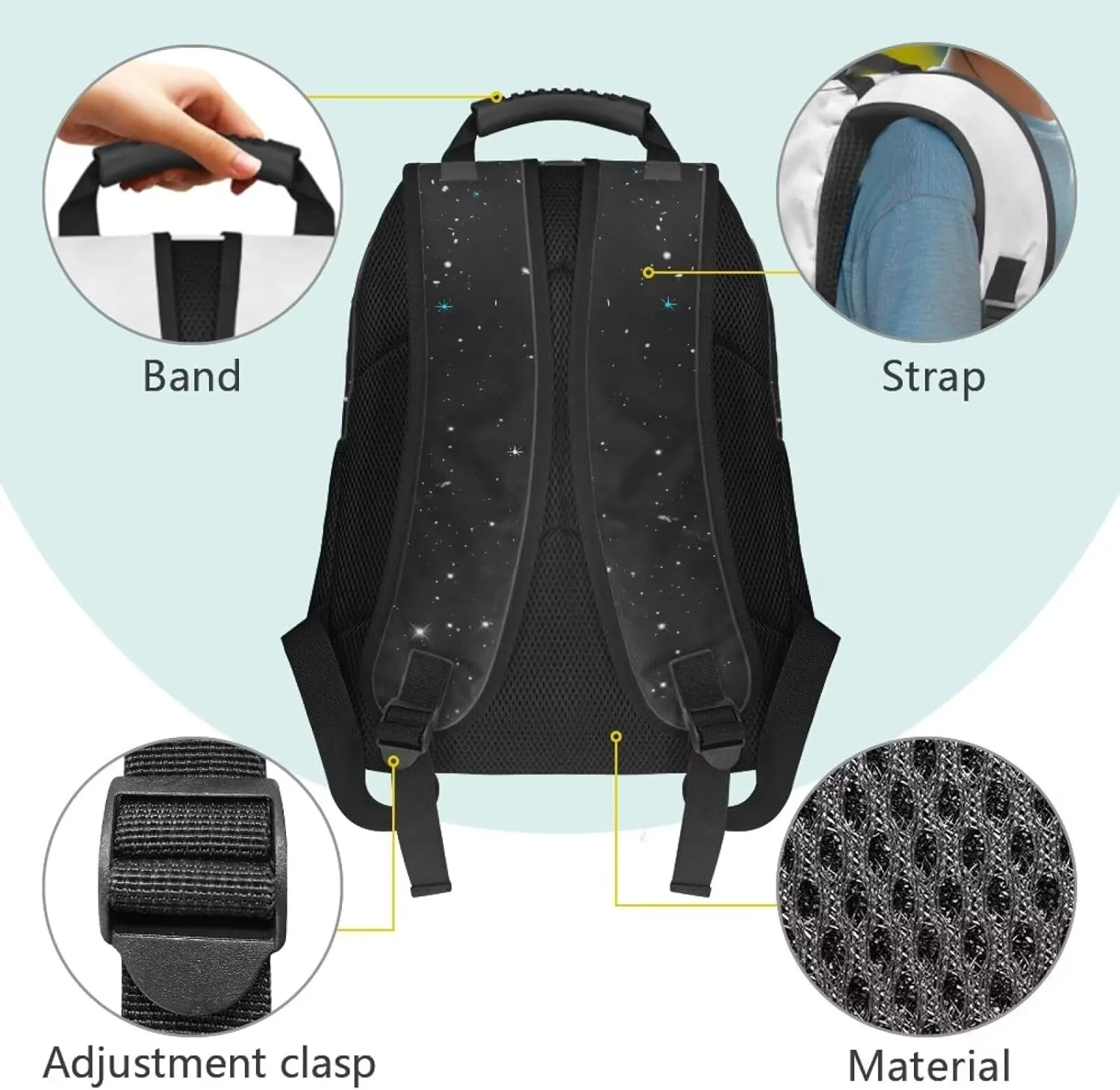 Astronaut School Backpack Bag Butterfly Fully Printed College Bag with 2 Compartments 17 Inch Popular Large Backpacks Travel Business Hiking Fit