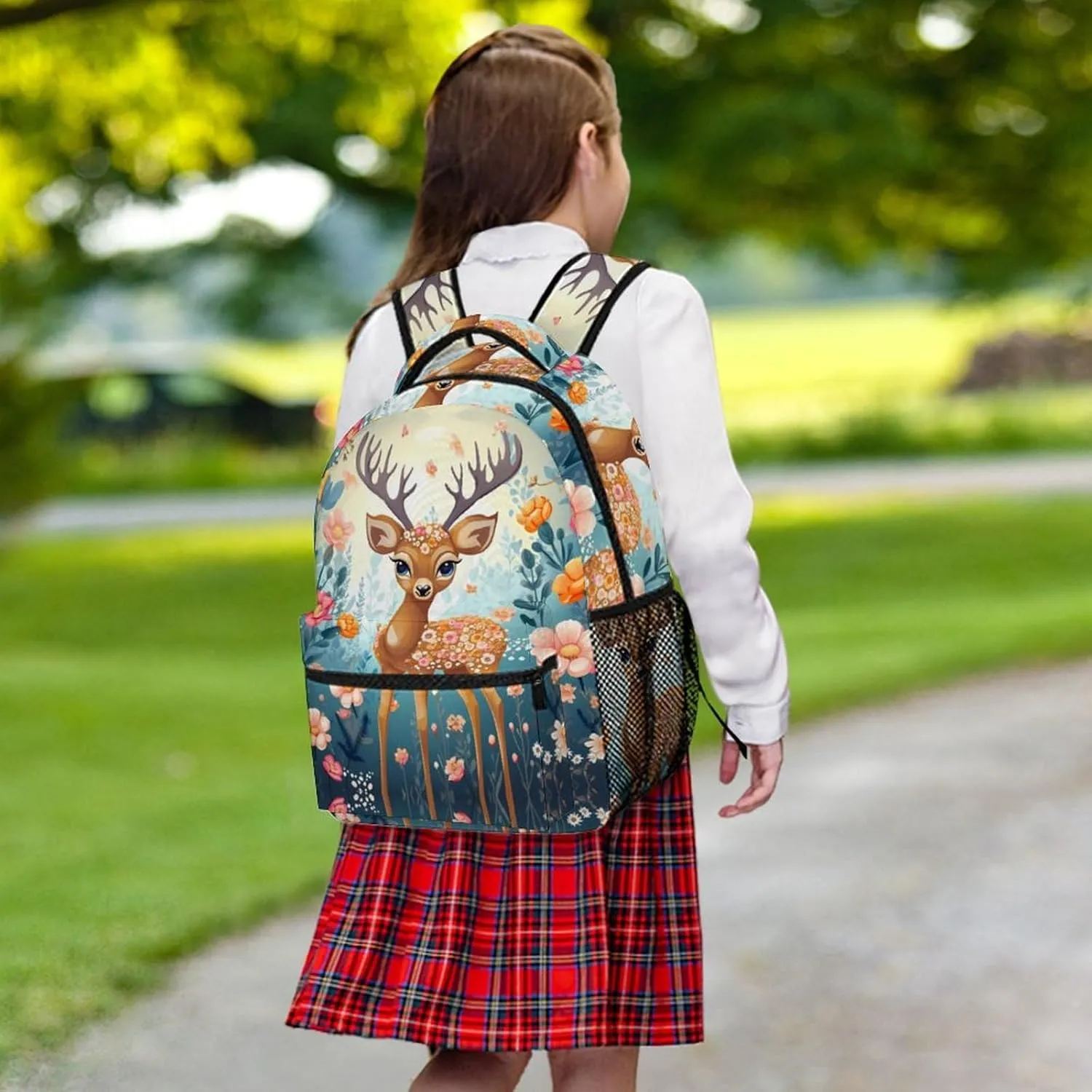 Backpacks Cartoon Deer Flower Travel Bag Laptop Backpack Casual Daypack for Weekender Business Hiking