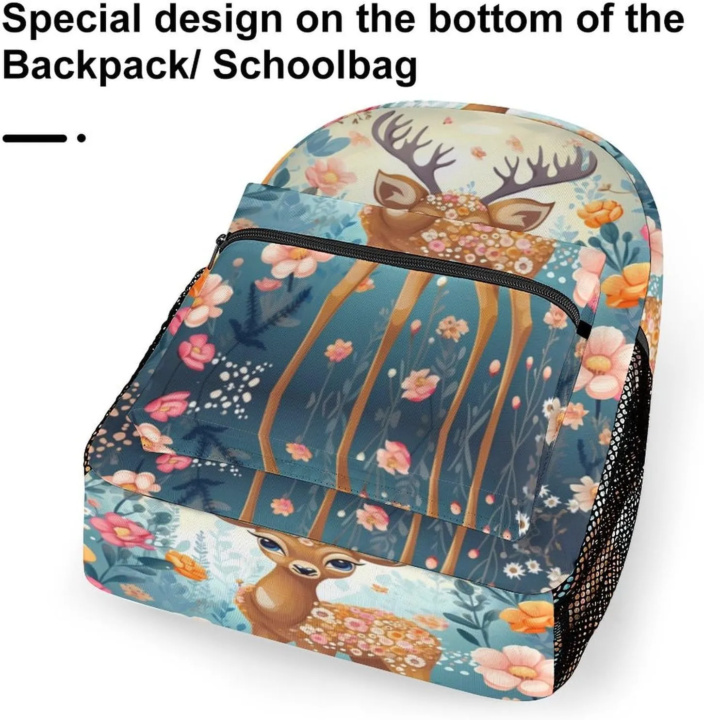 Backpacks Cartoon Deer Flower Travel Bag Laptop Backpack Casual Daypack for Weekender Business Hiking