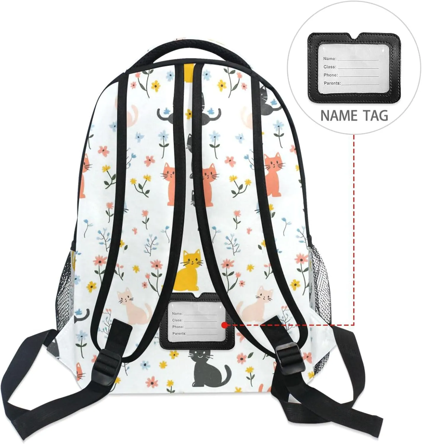Backpacks for Teenager Fashion Laptop Bag with Chest Strap Gift Men & Women Cartoon Sweet Cat White