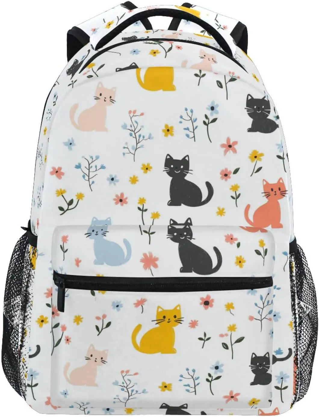 Backpacks for Teenager Fashion Laptop Bag with Chest Strap Gift Men & Women Cartoon Sweet Cat White