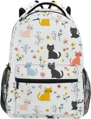 Backpacks for Teenager Fashion Laptop Bag with Chest Strap Gift Men & Women Cartoon Sweet Cat White