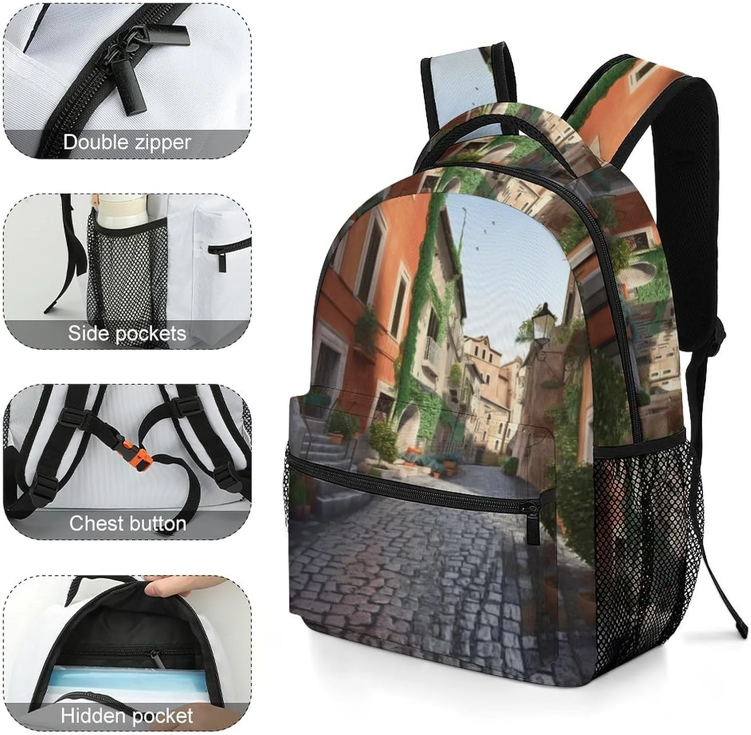 Backpacks Street of Italy Travel Bag Laptop Backpack Casual Daypack for Weekender Business Hiking