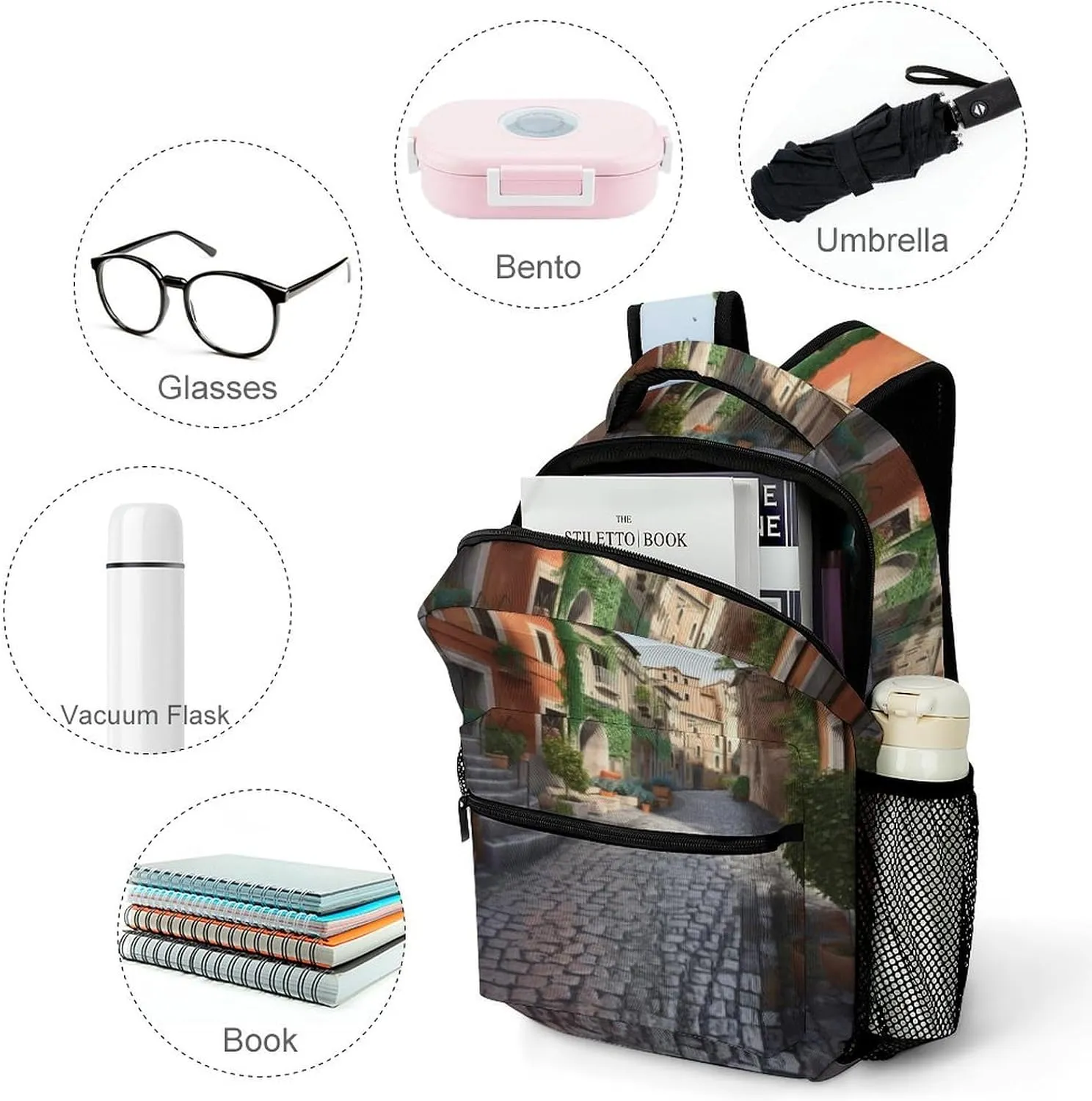 Backpacks Street of Italy Travel Bag Laptop Backpack Casual Daypack for Weekender Business Hiking