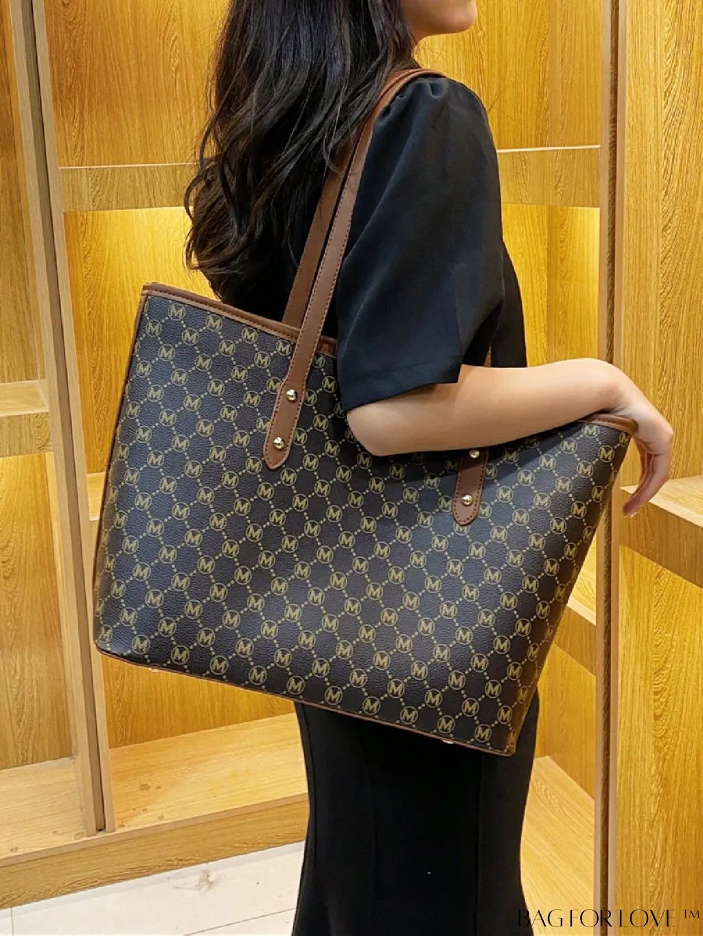 BagForLove - Large Capacity Elegant Geometric Pattern Shoulder Tote Bag with Stylish Design