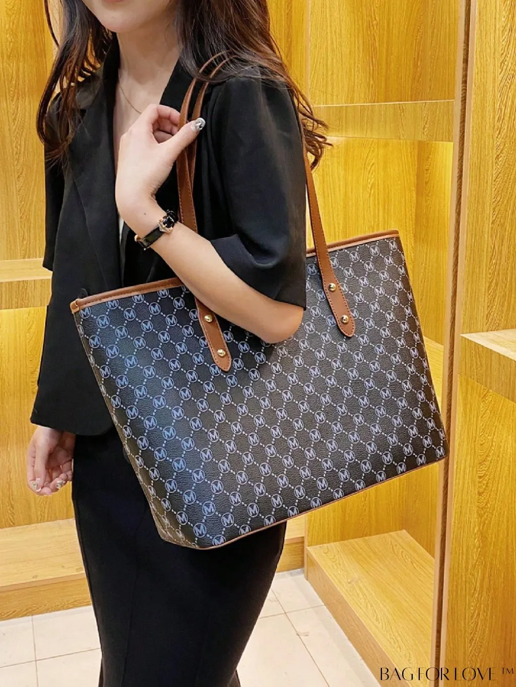 BagForLove - Large Capacity Elegant Geometric Pattern Shoulder Tote Bag with Stylish Design