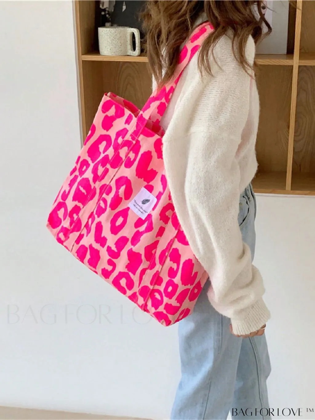 BagForLove - Leopard Print Double Handle Shoulder Tote Bag: Large Capacity for Work & Travel