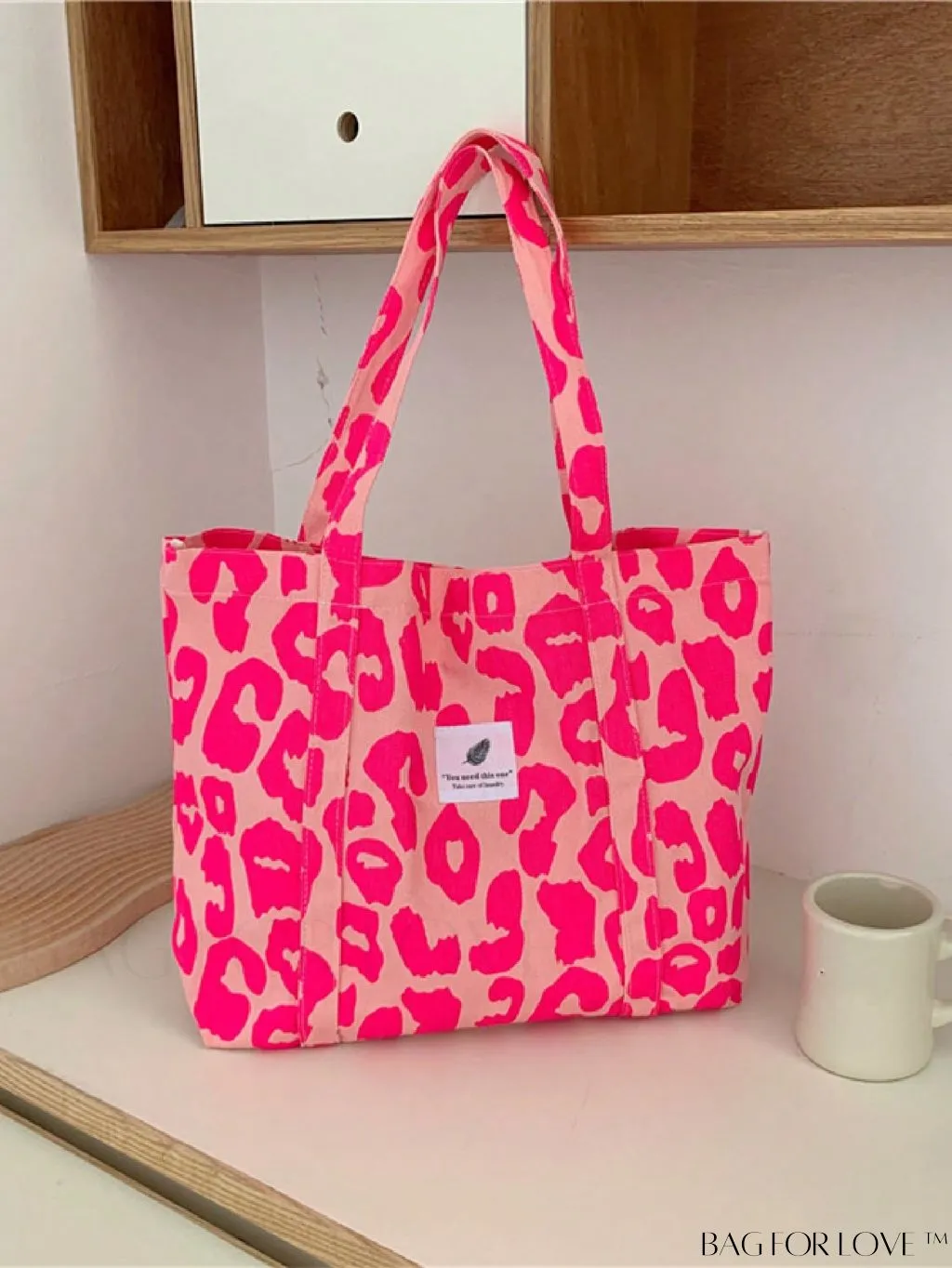 BagForLove - Leopard Print Double Handle Shoulder Tote Bag: Large Capacity for Work & Travel