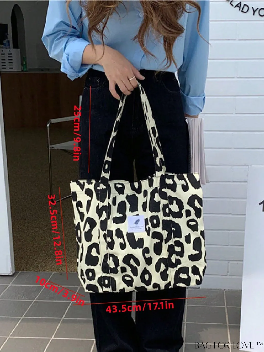 BagForLove - Leopard Print Double Handle Shoulder Tote Bag: Large Capacity for Work & Travel