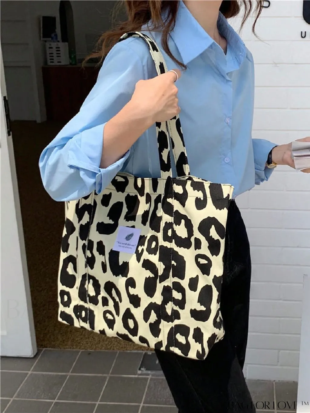 BagForLove - Leopard Print Double Handle Shoulder Tote Bag: Large Capacity for Work & Travel