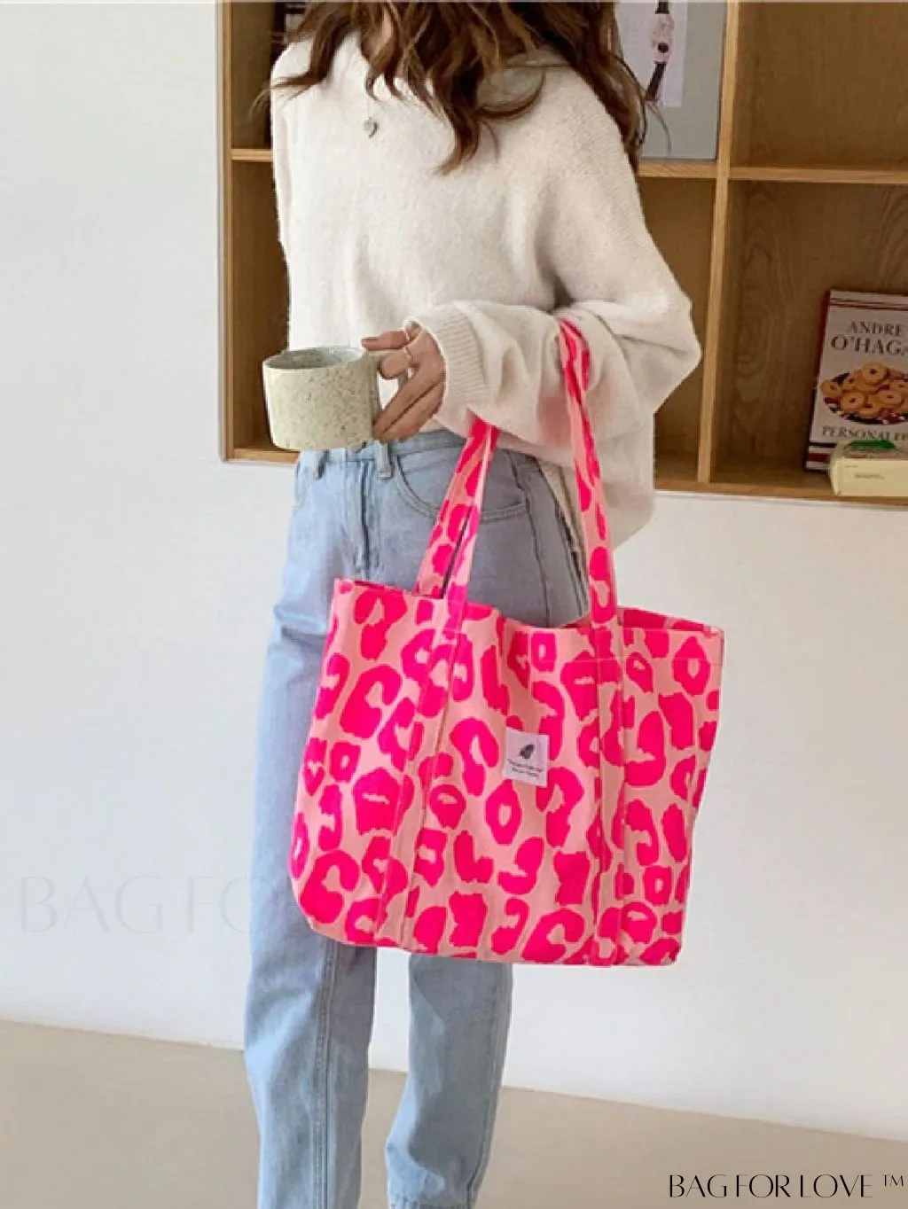 BagForLove - Leopard Print Double Handle Shoulder Tote Bag: Large Capacity for Work & Travel