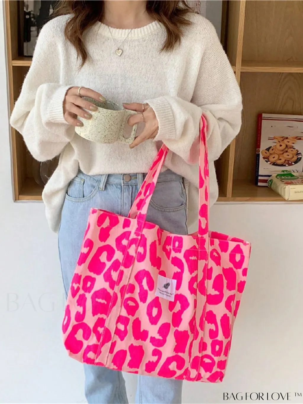 BagForLove - Leopard Print Double Handle Shoulder Tote Bag: Large Capacity for Work & Travel