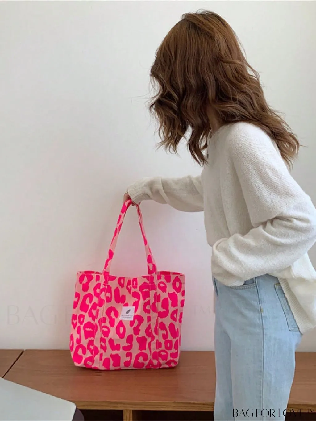 BagForLove - Leopard Print Double Handle Shoulder Tote Bag: Large Capacity for Work & Travel