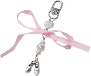 Ballet Shoes Bowknot Keychain Decorations Keyring Ornament Backpack Handbag Charm Pendant for Girls Women