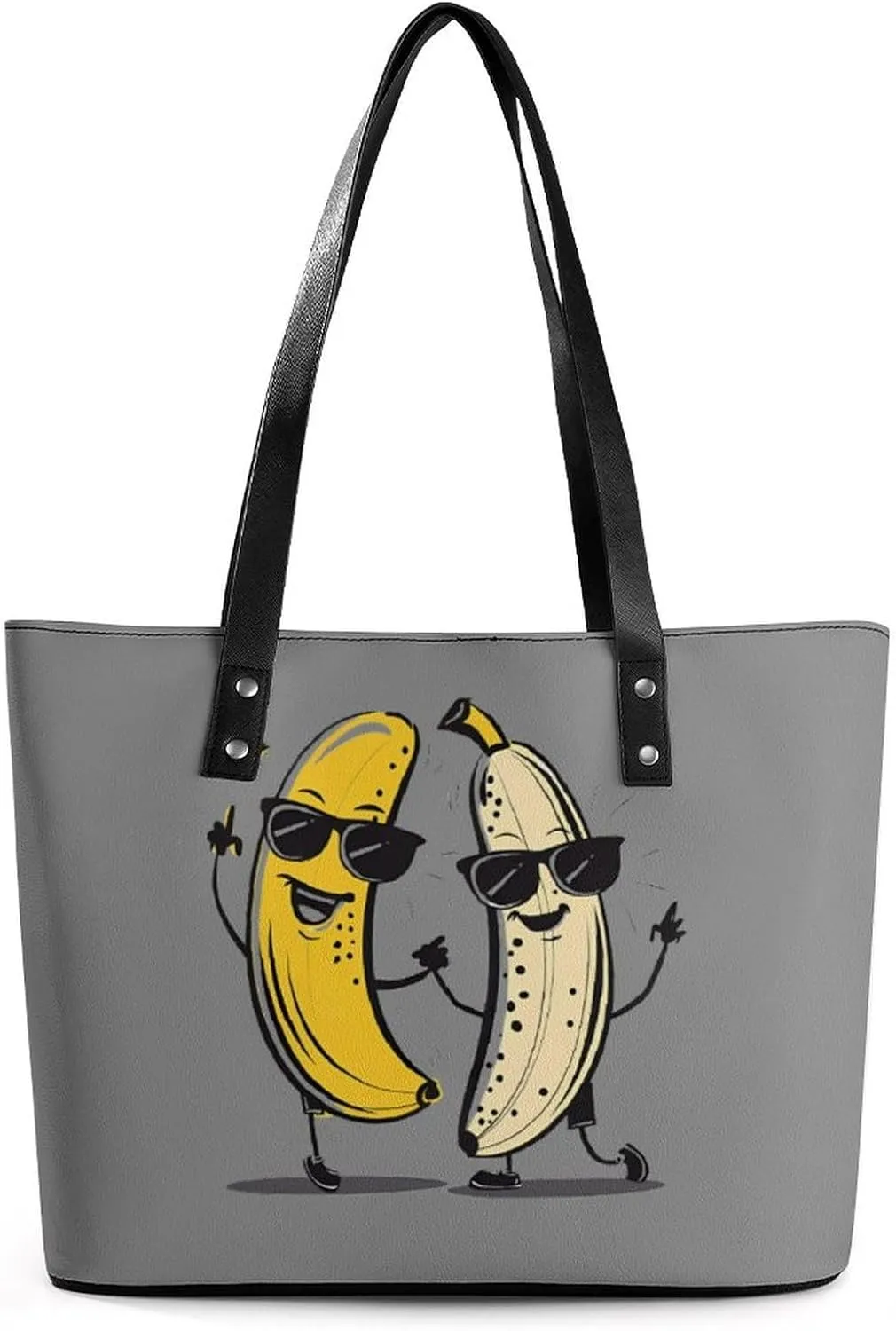 Banana And Naked Banana Novelty Fashion Women's Handbags Printed Tote Bag Shoulder Purse Top Handle With Pocket 11 X 11.5 X 5.5 Inch