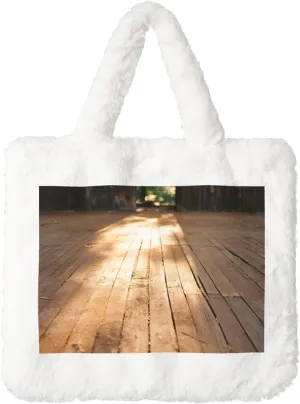 Barn Door Print Cute Autumn Winter Plush Handbag Large Capacity Festival Party Present Bag