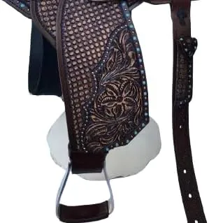 Barrel Racing Western Leather Horse Saddle Handmade Premium Comfort Riding Trail Equestrian Tooled Carved Horse Sdadles for Horse Riding Size : 10"-18" inches Seat Available