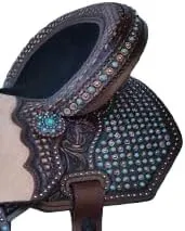 Barrel Racing Western Leather Horse Saddle Handmade Premium Comfort Riding Trail Equestrian Tooled Carved Horse Sdadles for Horse Riding Size : 10"-18" inches Seat Available