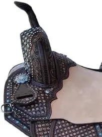 Barrel Racing Western Leather Horse Saddle Handmade Premium Comfort Riding Trail Equestrian Tooled Carved Horse Sdadles for Horse Riding Size : 10"-18" inches Seat Available