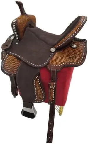 Barrel Racing Western Wooden Tree Horse Saddles Handmade Premium Leather Comfort Horses Trail Equestrian Tooled Carved Horse Saddle Riding Size: 10-18 inches Seat, KT08