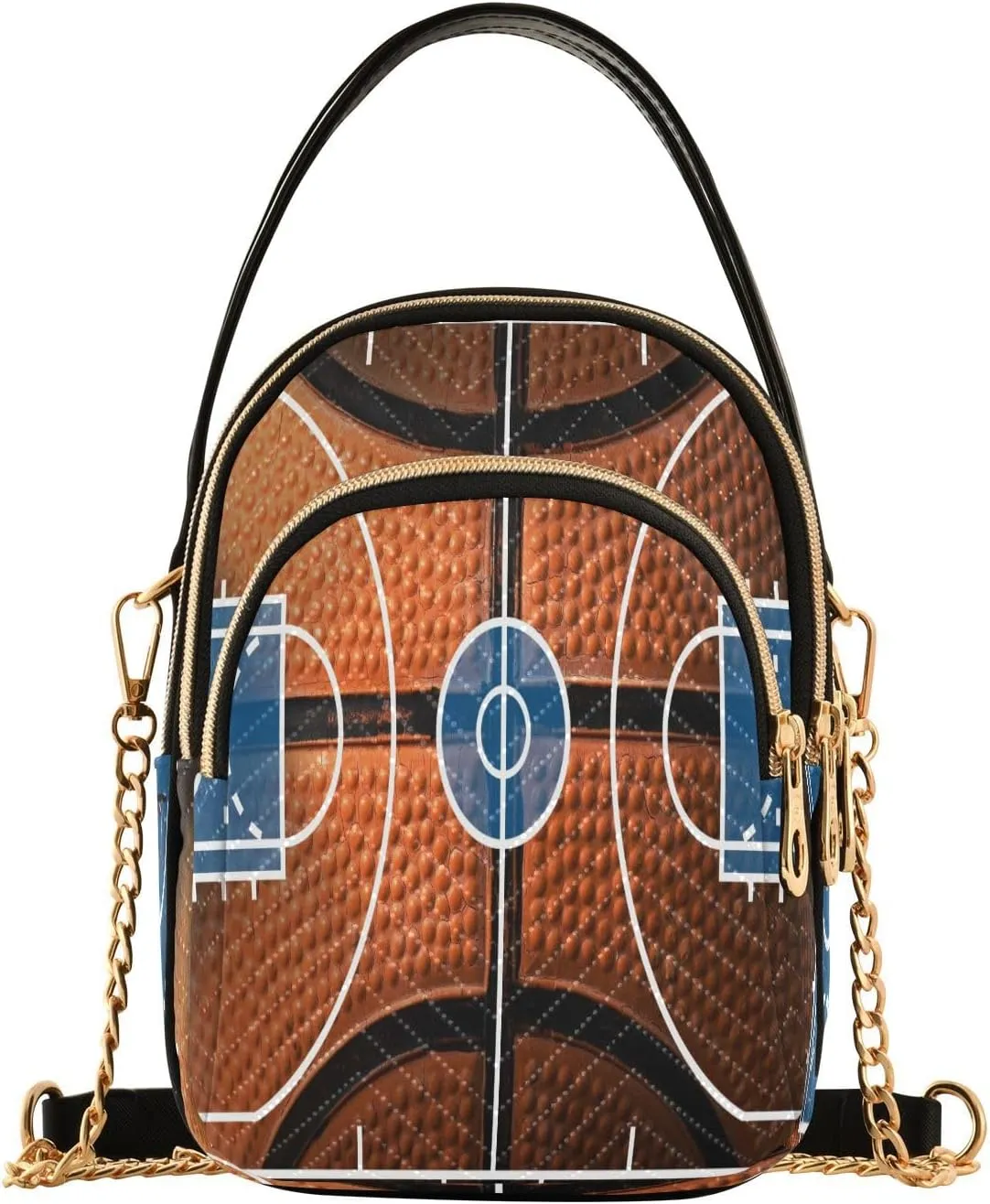 Basketball Court Orange Crossbody Bag for Women Mini Cell Phone Purse Women's Shoulder Handbag