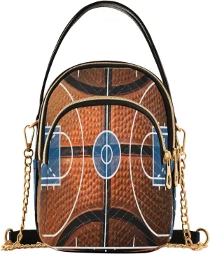 Basketball Court Orange Crossbody Bag for Women Mini Cell Phone Purse Women's Shoulder Handbag