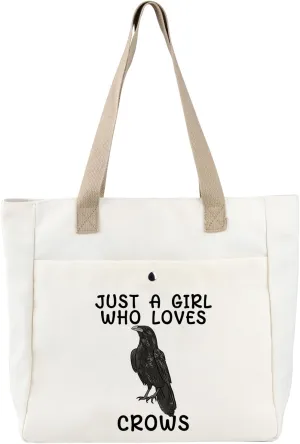 BDPWSS Crow Lover Gift Raven Crow Bird Lover Gift Black Crow Tote Bag Birding Gift Bird Watching Canvas Handbag