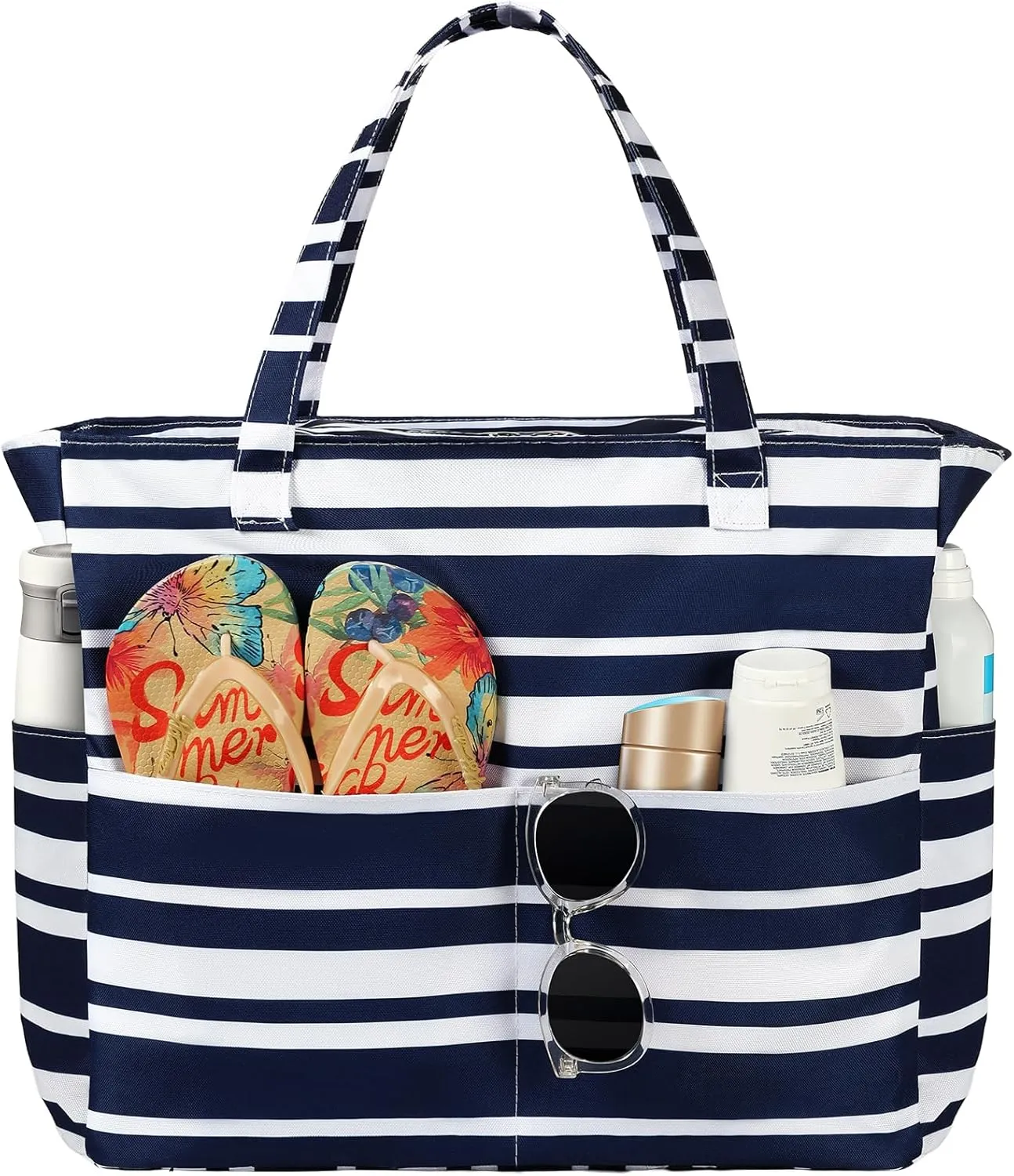 Beach Bags for Women Waterproof Sandproof Women Tote Bag, Large Beach Bag with Zipper for Gym Travel Vocation