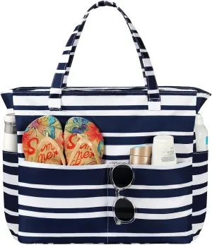 Beach Bags for Women Waterproof Sandproof Women Tote Bag, Large Beach Bag with Zipper for Gym Travel Vocation