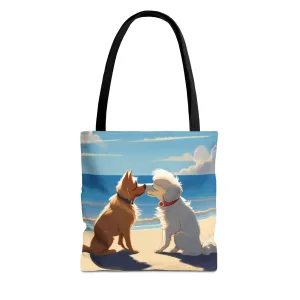 Beachy Tote Bags - Stylish and Durable Pups on The Beach