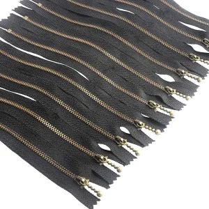 Beaulegan Metal Zippers 10 Pcs - #3 Antique Brass Close-end 7.9 Inch (20 cm), Black