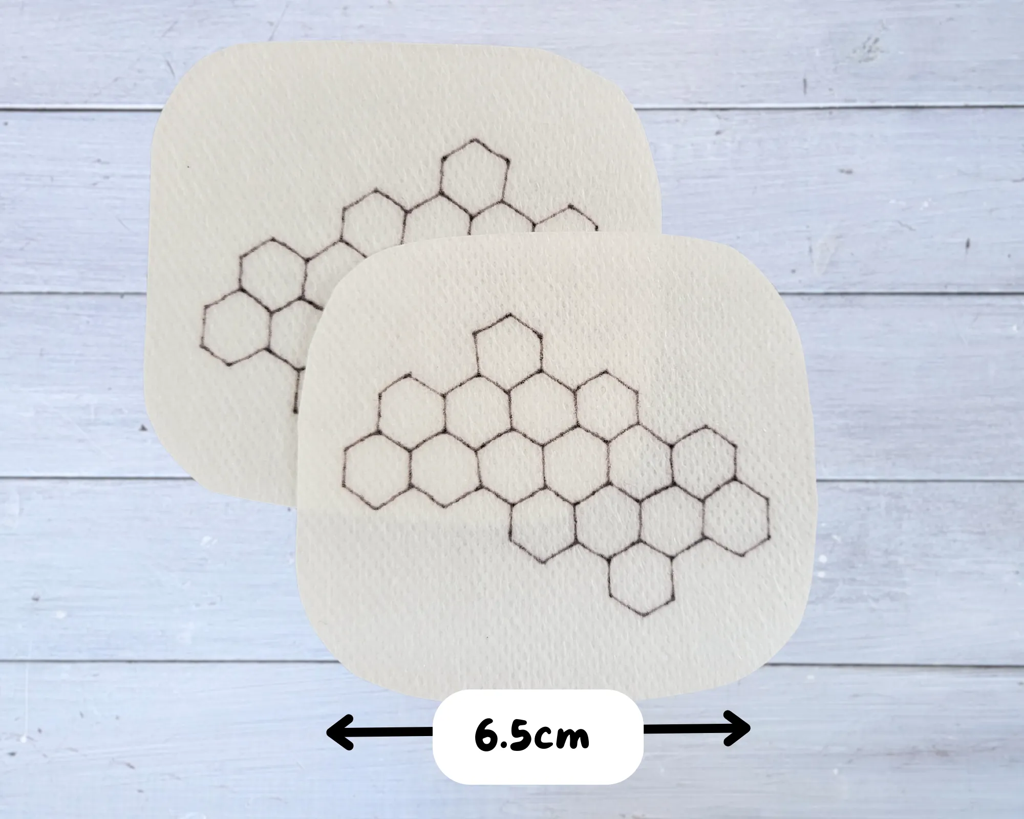 Bee themed stick and stitch patches