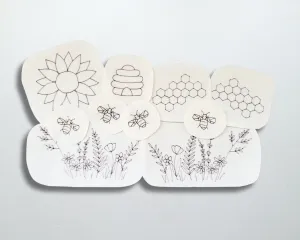 Bee themed stick and stitch patches