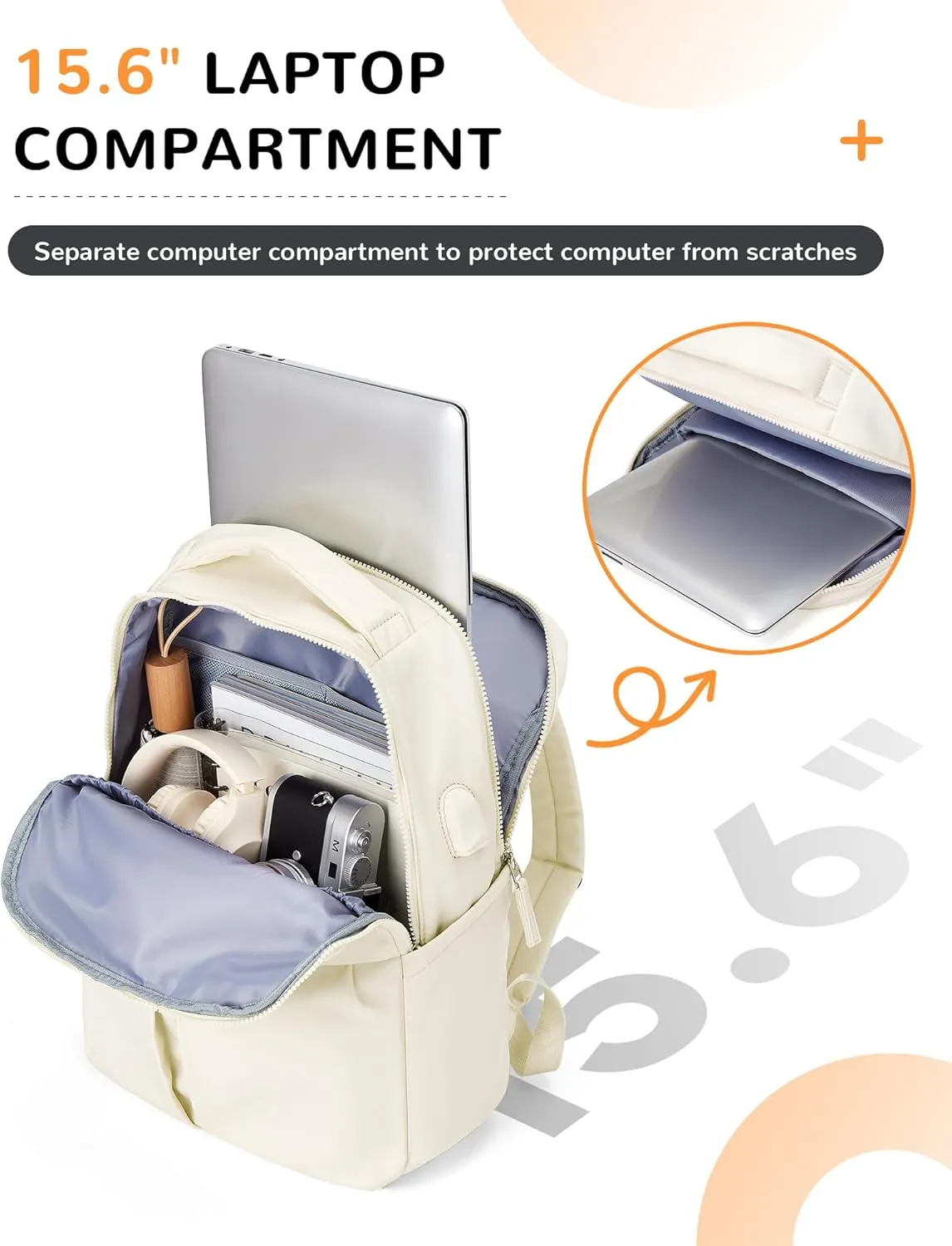 Beige Laptop Backpack For Women Travel Backpack Carry On Backpack For Airplanes College Backpacks For Women Men Causal Daypack Backpacks Waterproof Aesthetic Gym Work Travelling Backpack
