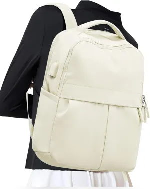 Beige Laptop Backpack For Women Travel Backpack Carry On Backpack For Airplanes College Backpacks For Women Men Causal Daypack Backpacks Waterproof Aesthetic Gym Work Travelling Backpack