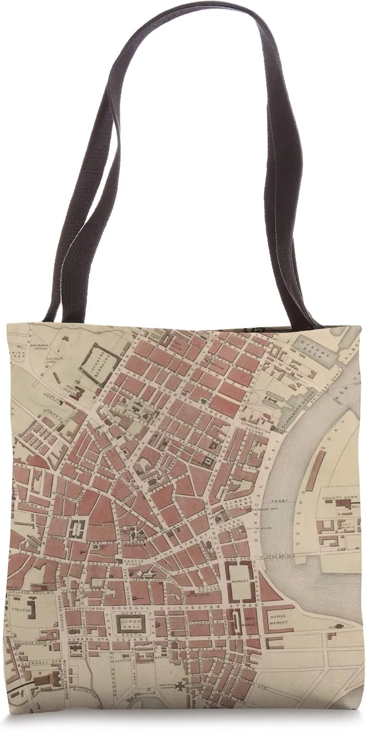 Belfast Ireland City & Street Map Tote Bag