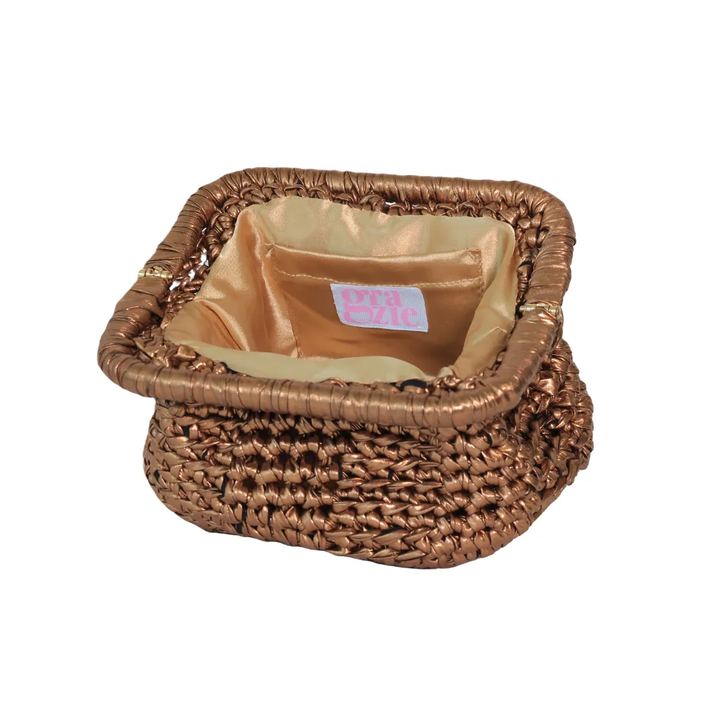 Bella Metallic Clutch - Bronze