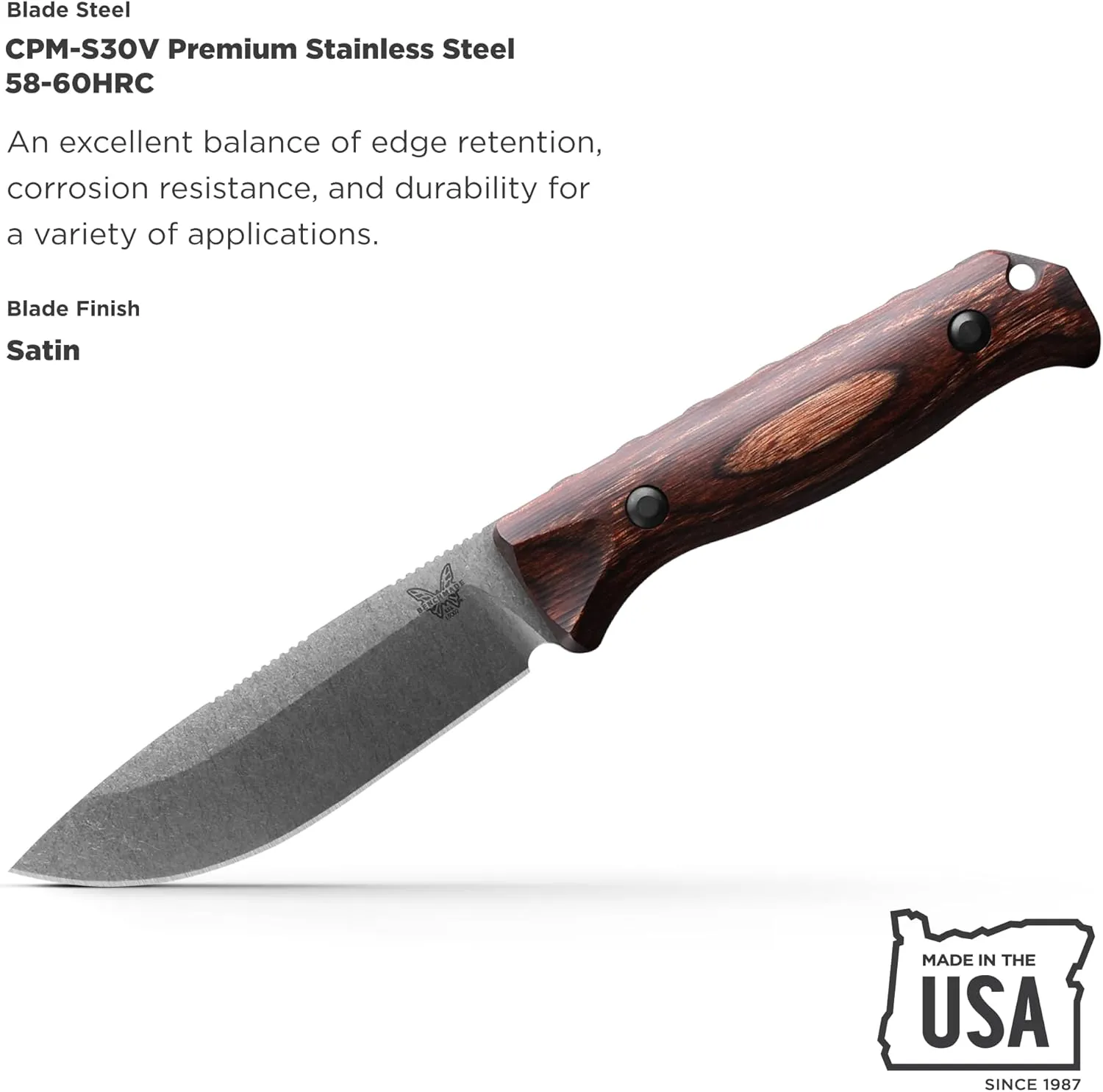 Benchmade - Saddle Mountain 15002 Hunting Knife with Wood Handle (15002)