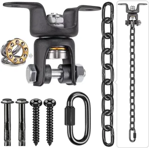 BeneLabel Hanging Kits Hammock Chair Hardware, Heavy Duty Swing Hanger with Chain, Indoor Outdoor Playground Hanging Hammock Punching Bags, 2 Screws, 600 LB Capacity, 47"/4ft, 360° Rotation, Black