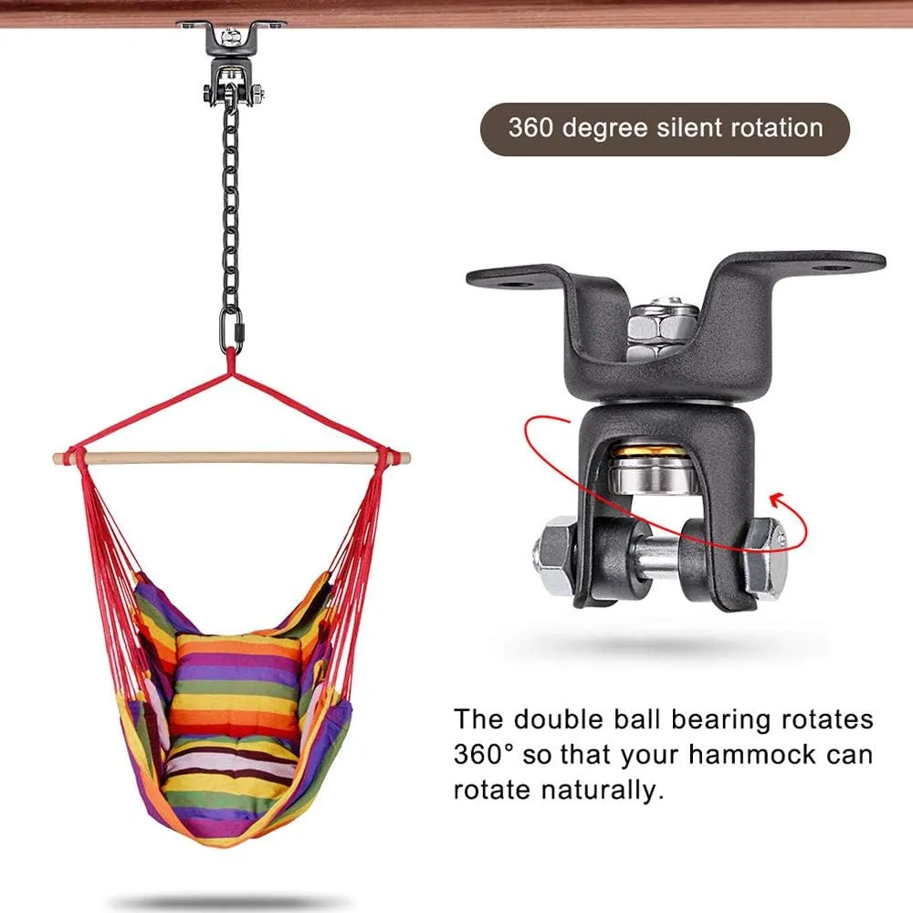 BeneLabel Hanging Kits Hammock Chair Hardware, Heavy Duty Swing Hanger with Chain, Indoor Outdoor Playground Hanging Hammock Punching Bags, 2 Screws, 600 LB Capacity, 47"/4ft, 360° Rotation, Black