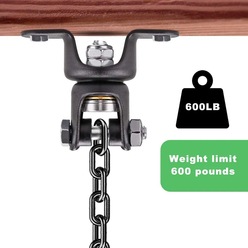 BeneLabel Hanging Kits Hammock Chair Hardware, Heavy Duty Swing Hanger with Chain, Indoor Outdoor Playground Hanging Hammock Punching Bags, 2 Screws, 600 LB Capacity, 47"/4ft, 360° Rotation, Black