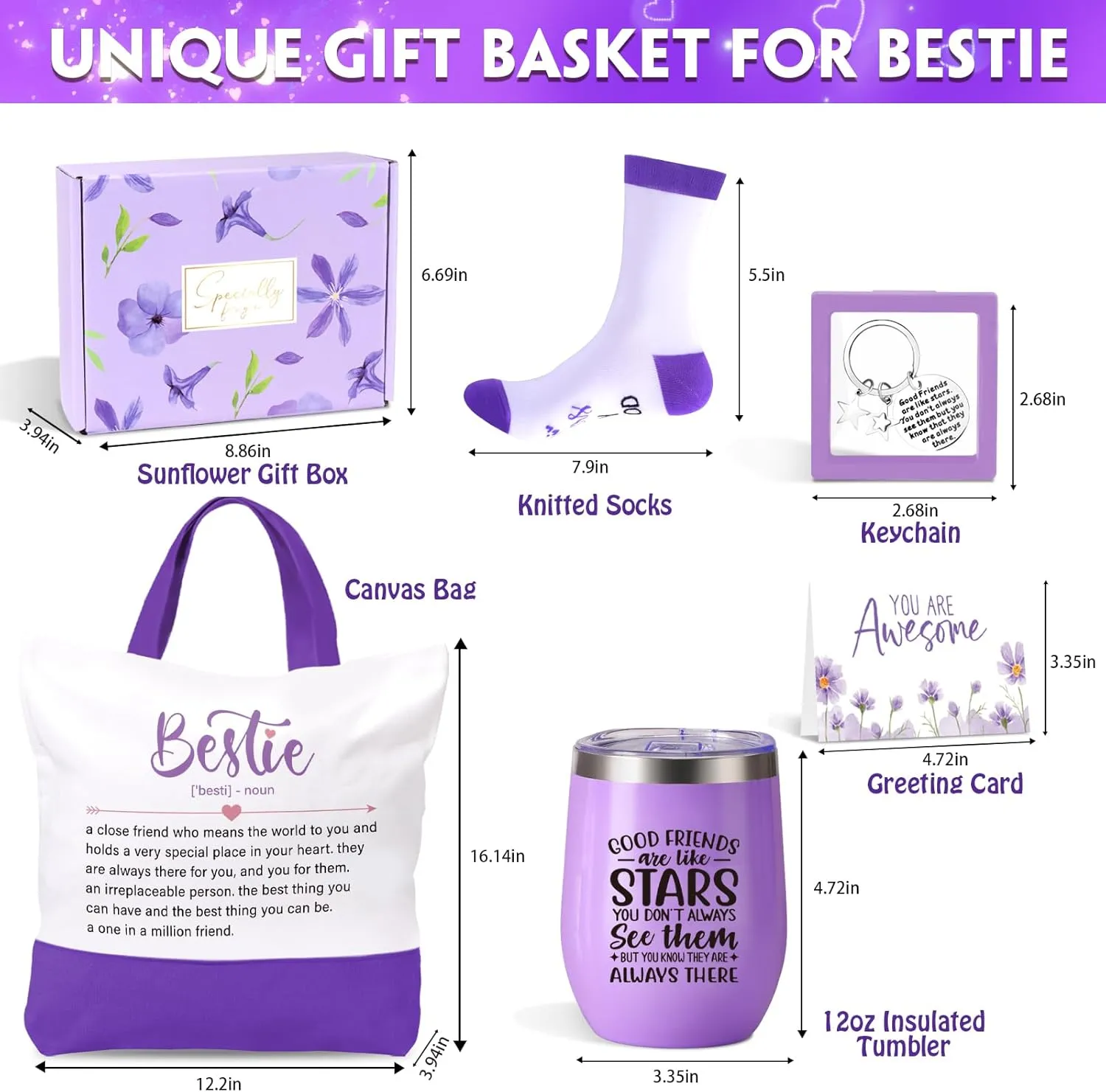 Best Friend Birthday Gifts for Women, Gift for Friend Woman, Bestie Gifts for Women, Birthday Galentines Valentines Christmas Friendship Bestfriend Gift Ideas for Bestie Soul Sister Close Female BFF