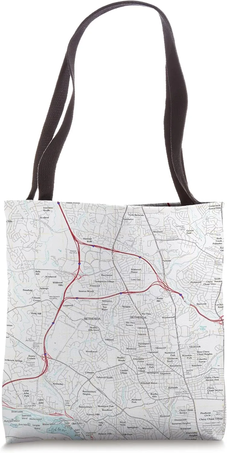 Bethesda MD Map Tote Bag