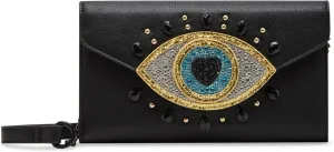 Betsey Johnson Women's Evil Eye Wallet On A Chain, Black, One Size
